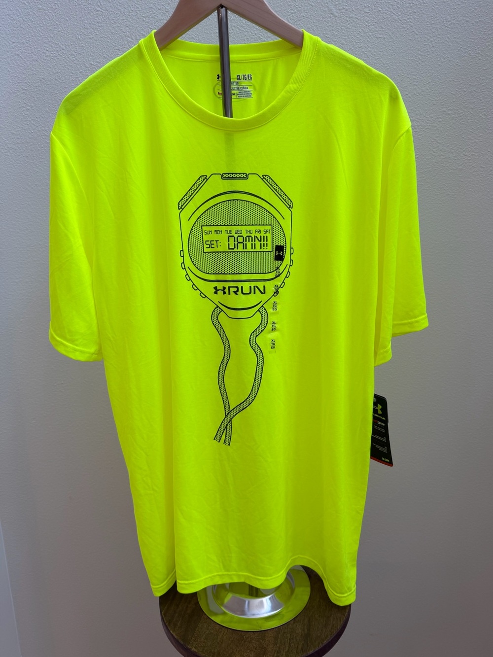 Under Armour Neon Yellow HeatGear Fitted Performance Tee XL